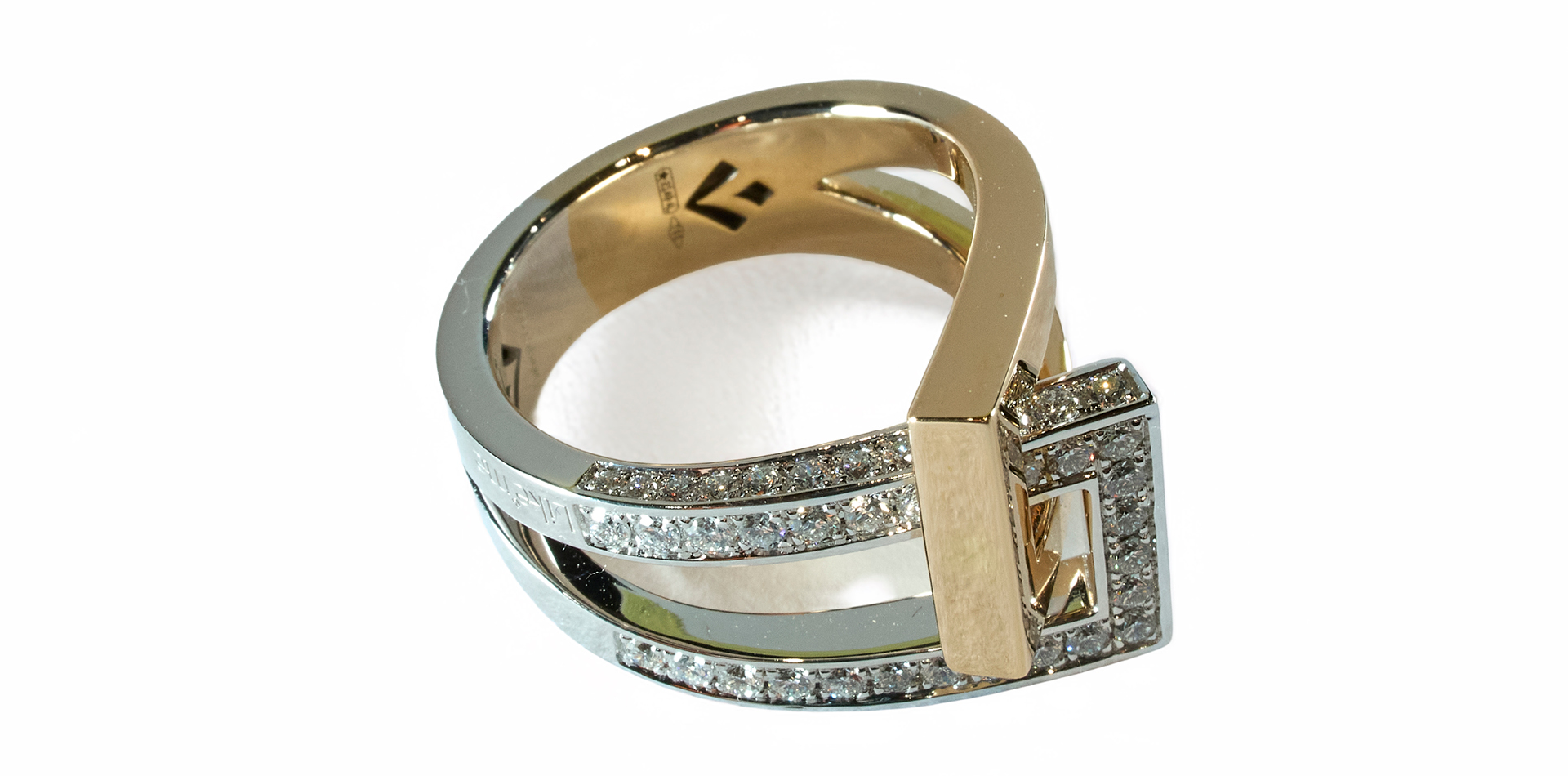 Giorgio Visconti Anello Bicolore Geometrico